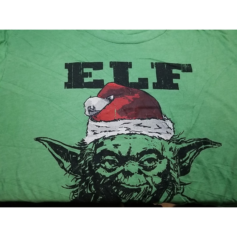 Star Wars Yoda M Elf I Am Not Mens 2XL Green T-shirt Short Sleeve Crew‎ Neck